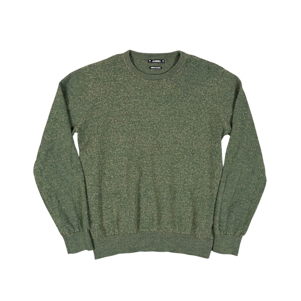 Dunnes Merino Wool Sweater Women's Large 42 Chest Khaki Green Crew Neck Pullover